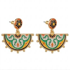 🆕️ Colorful Enamel Half-Moon Earrings NWOT